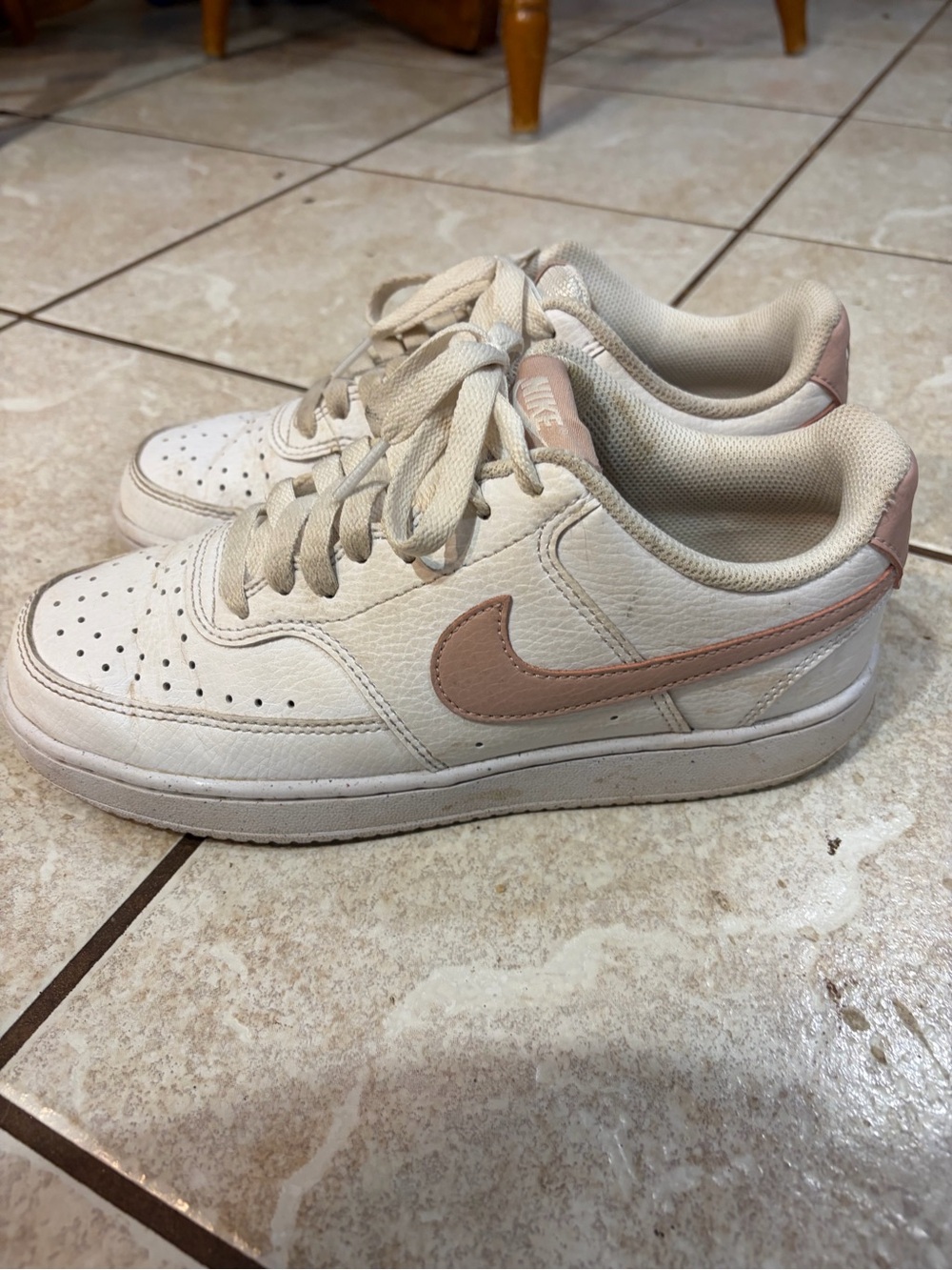 Nike Women’s Air Force 1 Low-Top Sneakers - Cream with Blush Swoosh